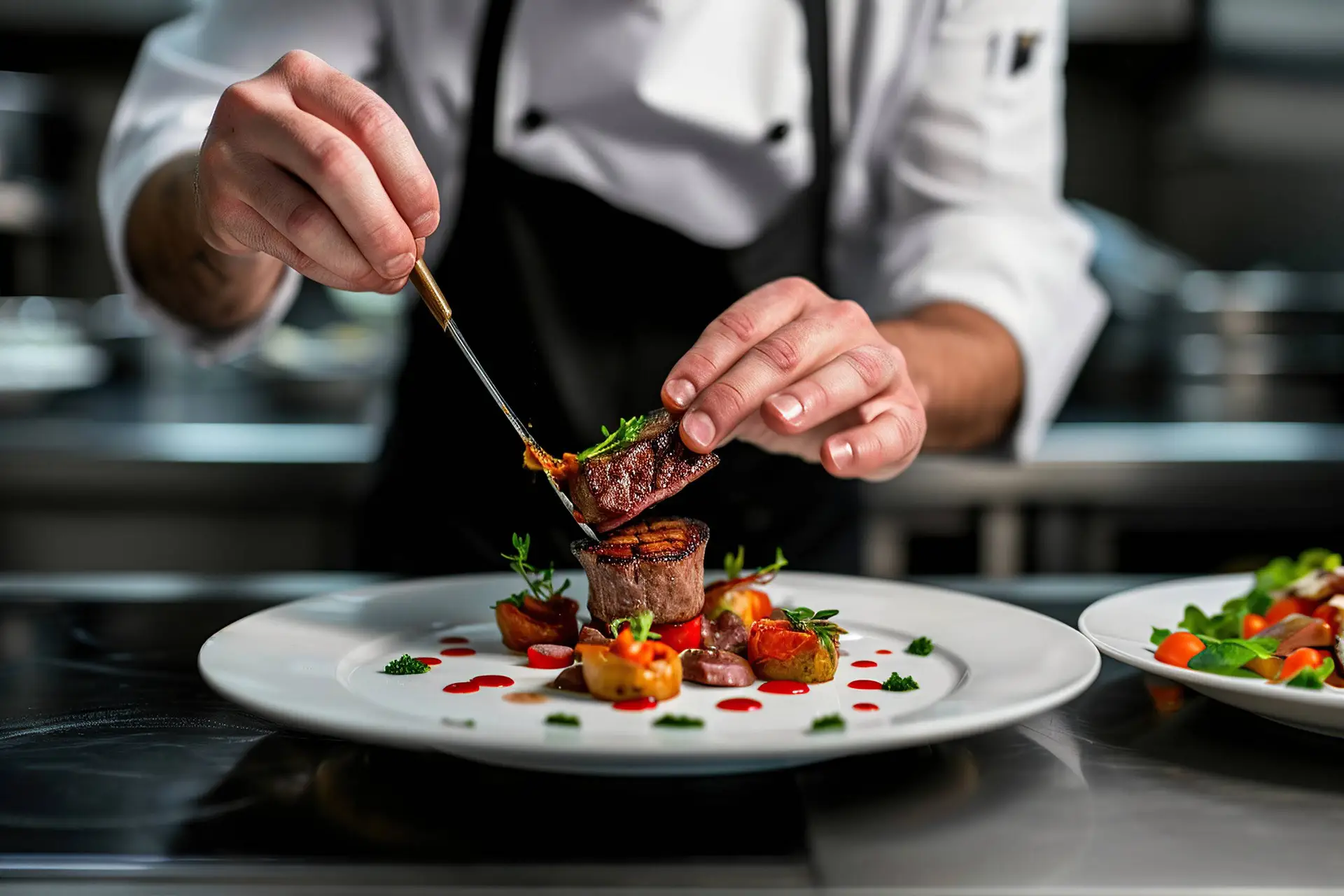 Chef pleading a dish at a fine dining restaurant in Chicago socially intrigued, digital marketing agency content, 2025
